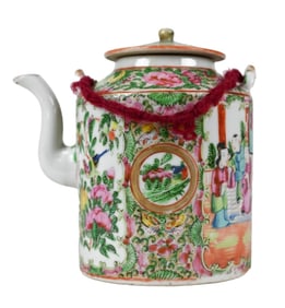 Antique Chinese Famille Rose 3 Piece Tea Pot