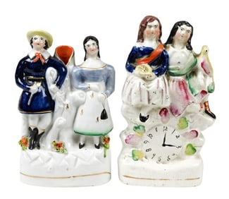 2 Antique Staffordshire Porcelain Couples