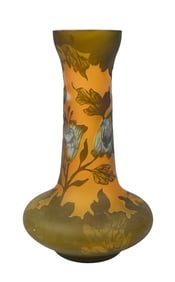 Galle Etched Frosted Glass Vase Amber Tones
