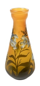Galle Etched Frosted Glass Vase Amber Tones