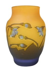 Galle Etched Frosted Glass Vase Amber Tones