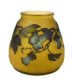 Galle Etched Frosted Glass Vase Amber Tones