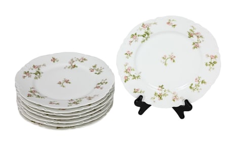 8 Haviland Limoges Porcelain Rose Pattern Plates