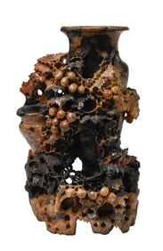 Asian Ornately Carved Soapstone Vase