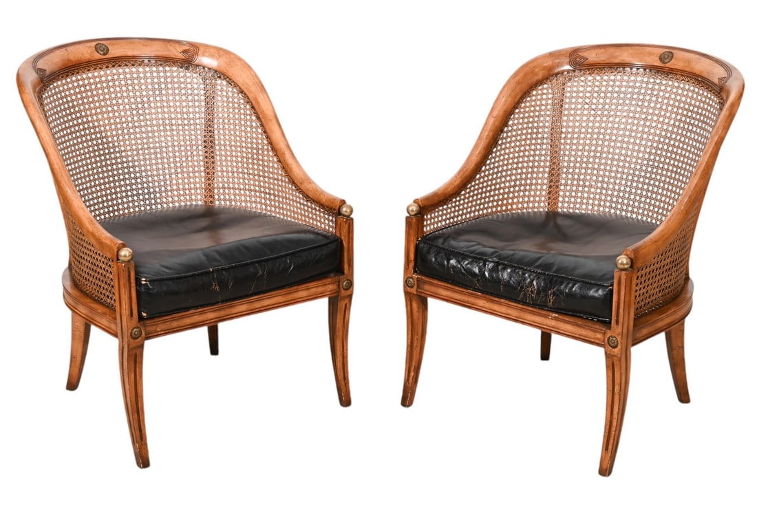 Pair Regency Carved Cane Seat and Back Tub Chairs (1 of 11)