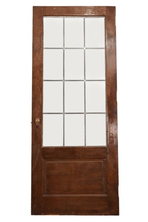 Antique Glass Panel Door w/ Original Brass Knobs (1 of 12)