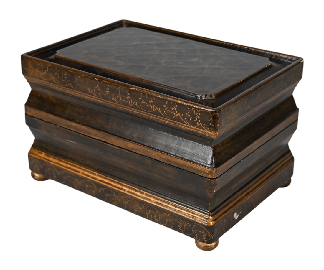 Hand Painted Carved Table Top Storage Box (1 of 7)