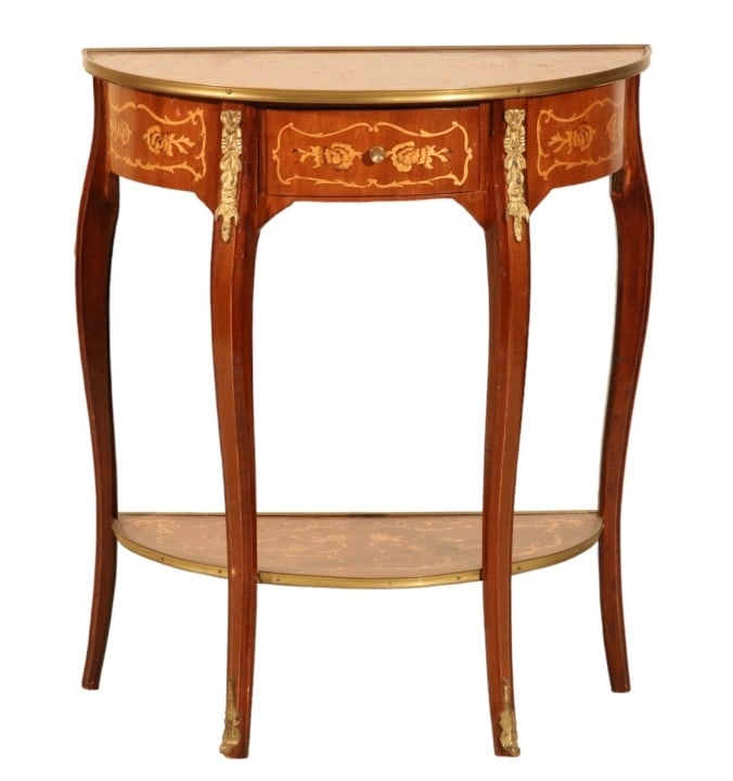 French Louis XVI Style Mahogany Inlay Side Table (1 of 17)