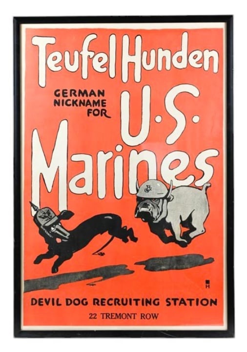 Antique Teufel Hunden U.S. Marines Recruit Poster (1 of 7)
