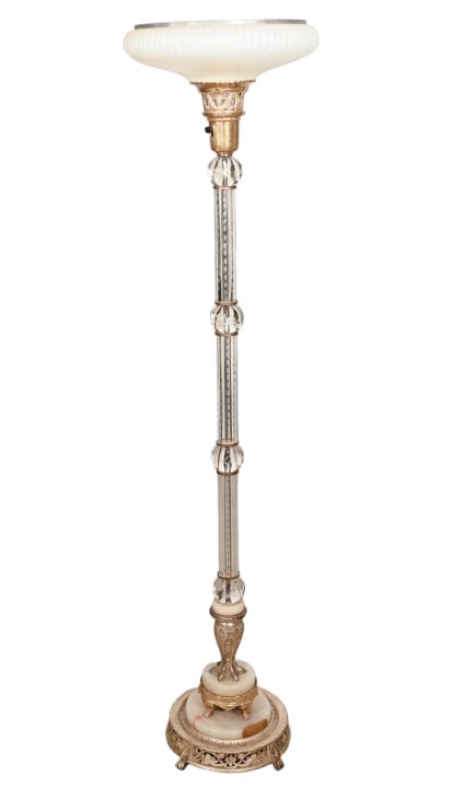 Classic Baroque Style Cut Glass Brass & Onyx Lamp (1 of 10)