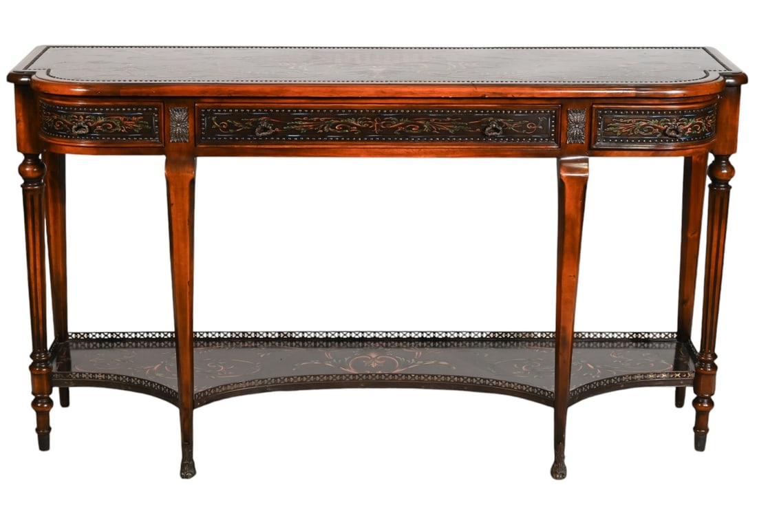 French Revival Style Carved Painted Console Table (1 of 13)