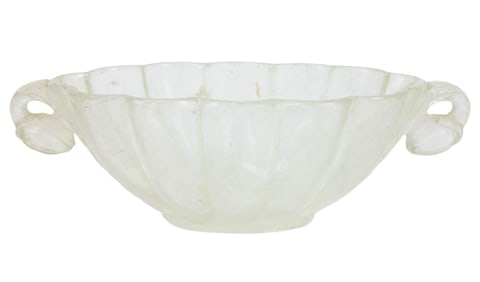 Rock Crystal Shell Shaped Bowl with Handle