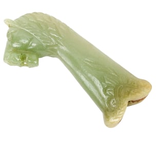 Mughal Style Pale Green Lion Jade Dagger Hilt