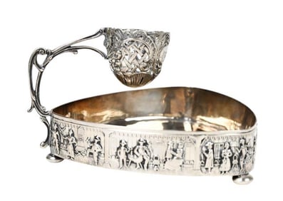 Antique Hanau German Sterling Silver Ashtray