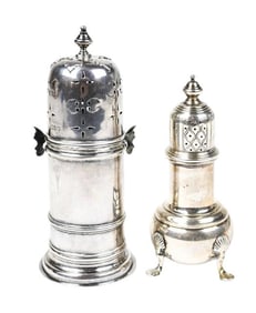2 Antique Sterling Silver Sugar Shakers