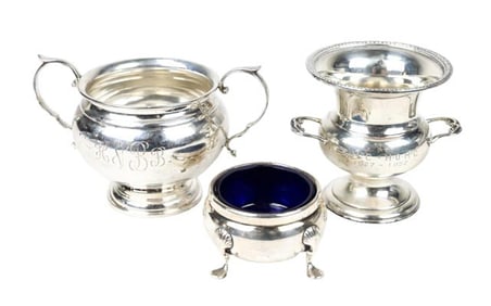 3 Sterling Silver Salt & Sugar Containers