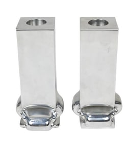 Pair Tim Teven Pressure Silver Tone Candle Sticks
