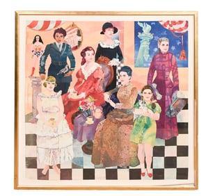 Marilyn Cohen Signed Mixed Media Decoupage Mural