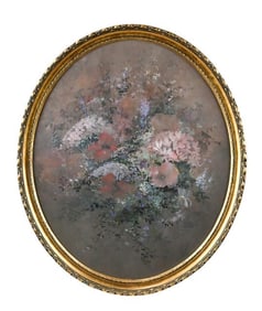 Antique Watercolor Still Life Floral Painting