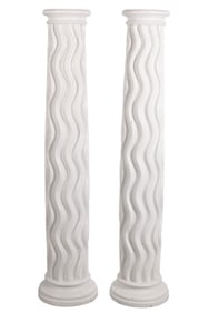 Pair Plaster Twist Form Column Pedestals