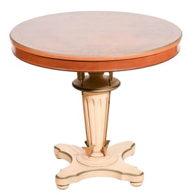 Round Burl Top & Gold Arrows Tripod Base Table