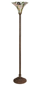 Tiffany Style Standing Lamp w/ Slag Glass Shade