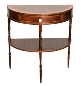 Antique 2-Tier Demi Lune w Drawer Porcelain Handle