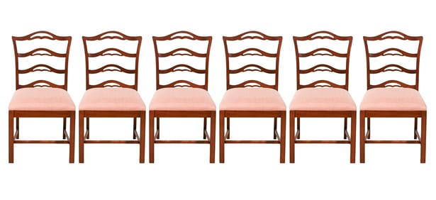 6 Henkel Harris Carved Upholstered Dining Chairs