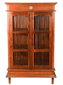Indonesian Teak Spindle Front and Side Cabinet