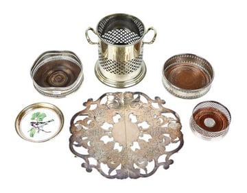 Collection Antique Sterling & Plated Wine Coasters