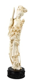 Asian Hand Carved Geisha Style Lady on Stand