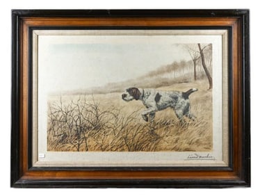 Leon Danchin Signed Lithograph Hunting Dog
