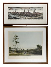 2 Antique Framed Engravings of Hamburg