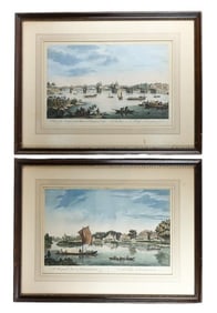 Pair Antique F. West Engravings of London