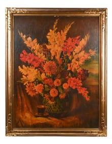 Oehme Signed Still Life Oil Painting Gladiolas