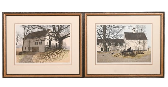 2 Carol Collette Signed Lithographs Farm Yards