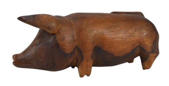 Polynesian Hand Carved Folk Art Pig