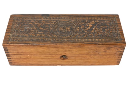 Antique Hand Carved Wheeler & Wilson Wood Box