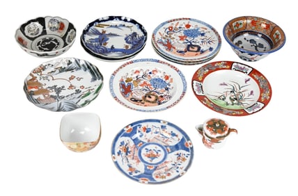 10 Imari Ware Porcelain Plates & Bowls