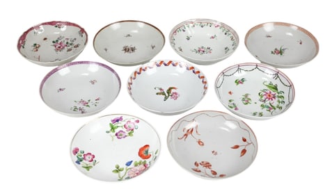 9 Antique Chinese Export Porcelain Tea Bowls