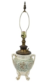 Antique Rochester Porcelain and Brass Oil Lamp