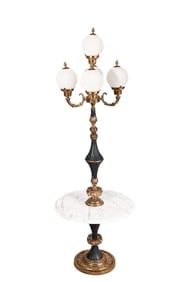 Mid Century Brass & Marble 5 Light Table Lamp