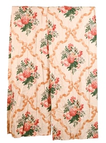 Pair Floral Chintz Style Custom Made Lined Drapes