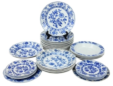 Mixed Blue Onion Meissen & Cauldon Meissen Plates
