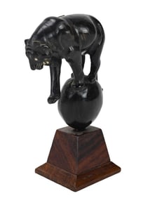 Carved Horn Tiger on Ball Mounted