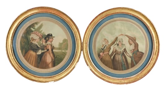 2 18th C JR Smith Young Women Dancing
