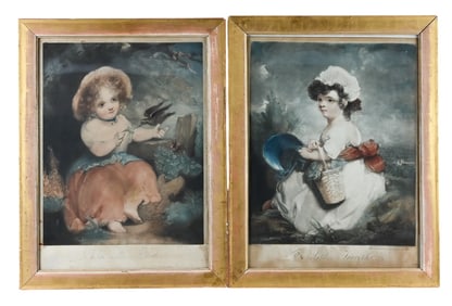 2 18th C Singleton & Jones Engravings Young Girls