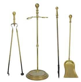 Brass Fireplace Tool Set w 3 Tools