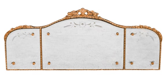 Art Deco Gilt Beveled Etched 3 Panel Mirror