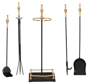 Napoleon III Style Brass and Iron Fireplace Tools